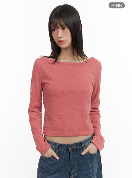 boat-neck-long-sleeve-tshirt-co410 / Pink