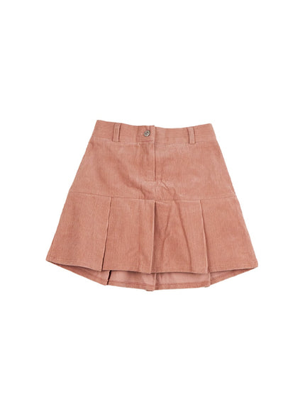 corduroy-pleated-mini-skirt-cd419 / Pink