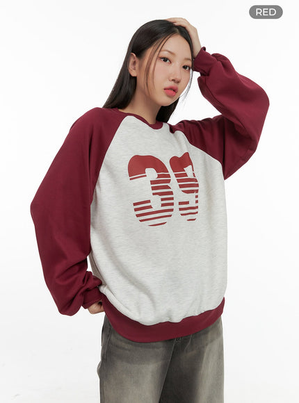 graphic-raglan-cotton-sweatshirt-cs404 / Red