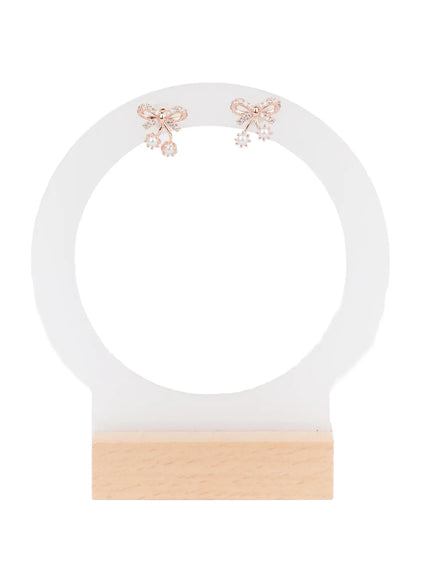 bow-drop-earrings-f502 / Rose gold