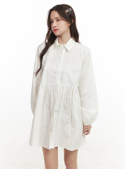 a-line-shirt-collar-dress-cj515 / White