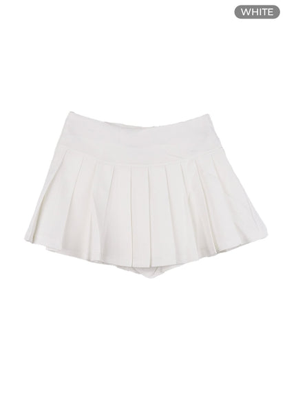 stylish-pleated-slit-mini-skirt-cs420 / White