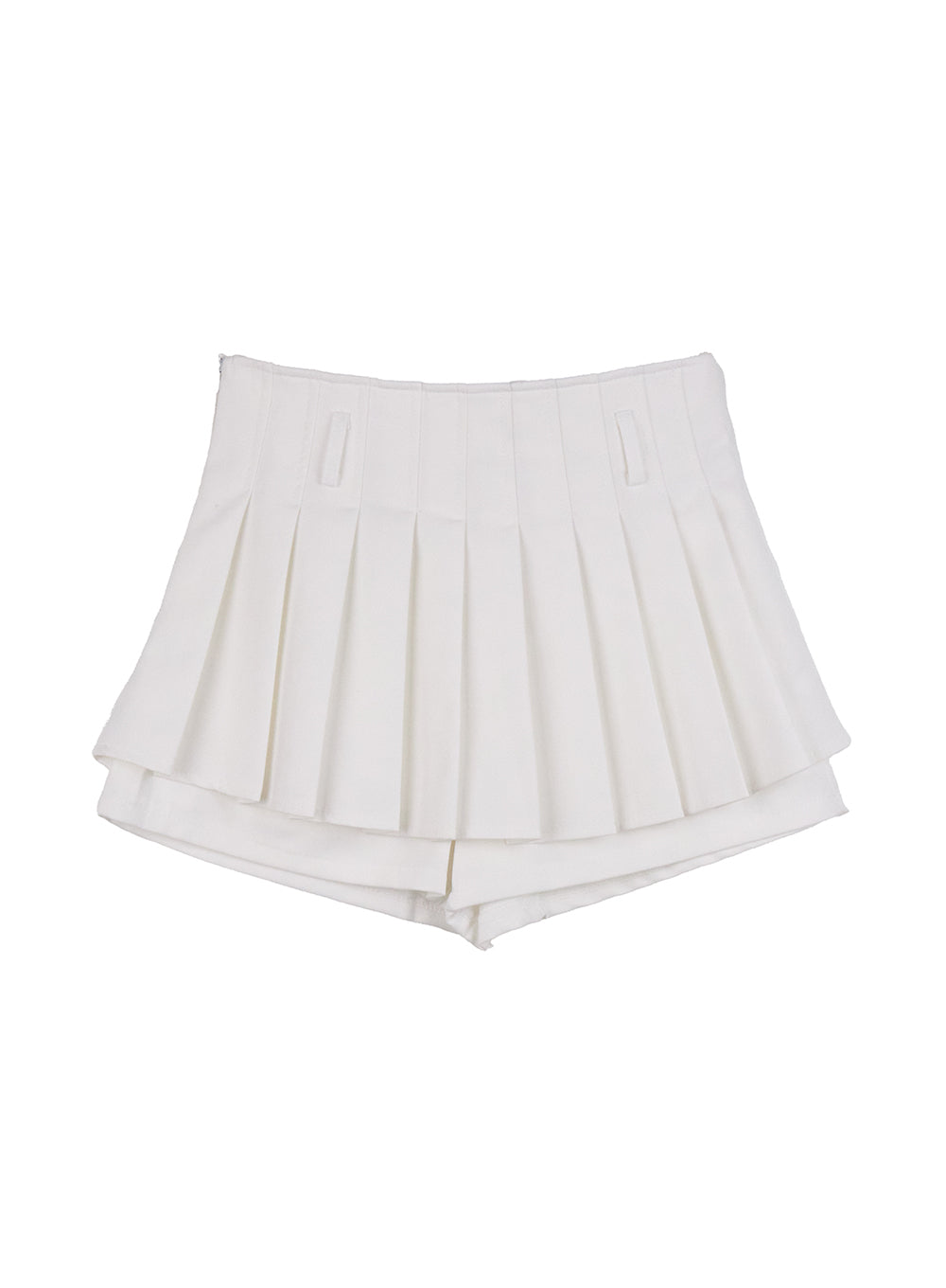 pleated-mini-skirt-with-built-in-shorts-cj528 / White