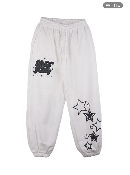 flexible-graphic-sweatpants-co422 / White