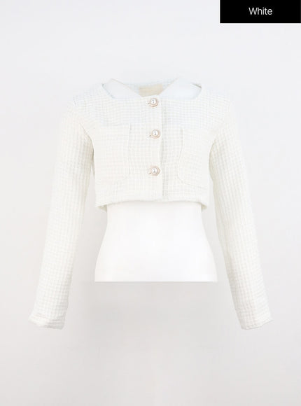 tweed-crop-blazer-jacket-io317 / White