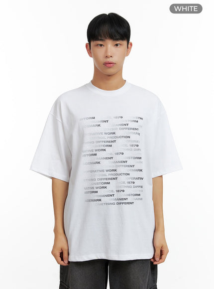 mens-lettering-cotton-t-shirt-cl429 / White