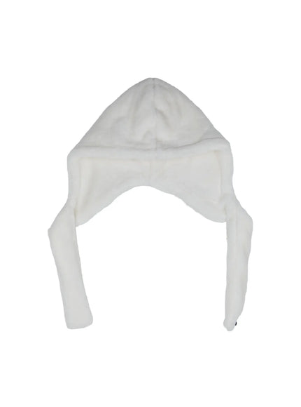 soft-faux-fur-hooded-scarf-cn527 / White