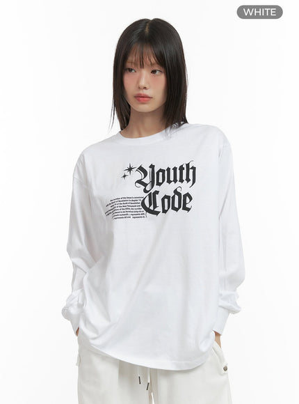 oversized-lettering-long-sleeve-top-co410 / White