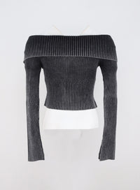 Off the sales shoulder zipper sweater