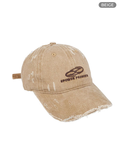 distressed-embroidered-cap-co426 / Beige