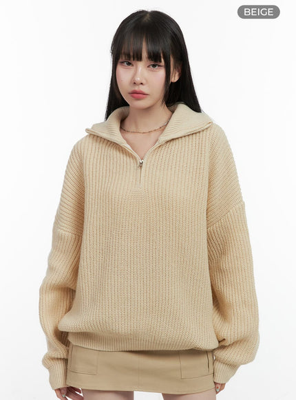 cozychic-half-zip-sweater-os410 / Beige