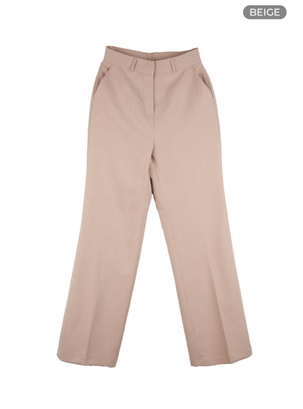 chic-waistband-straight-leg-pants-os411 / Beige