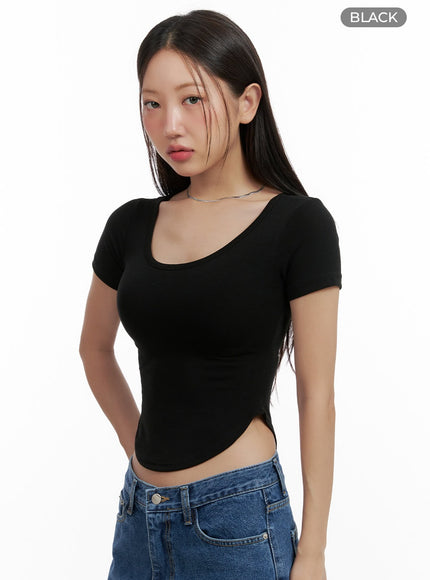 slim-u-neck-crop-top-cl431 / Black