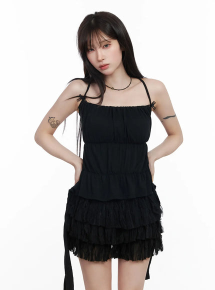 ribbon-strap-tank-top-cf523 / Black