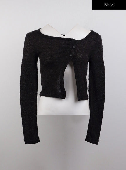 wool-blend-round-neck-unbalanced-button-cardigan-cj411 / Black