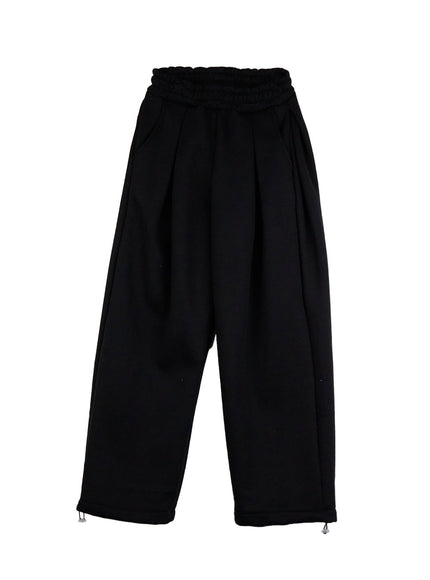 cozy-pintuck-wide-leg-sweatpants-cj509 / Black