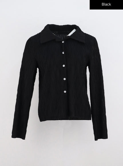 wave-collar-blouse-co306 / Black