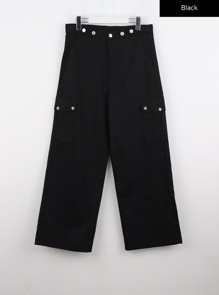 high-rise-cotton-cargo-pants-co306 / Black