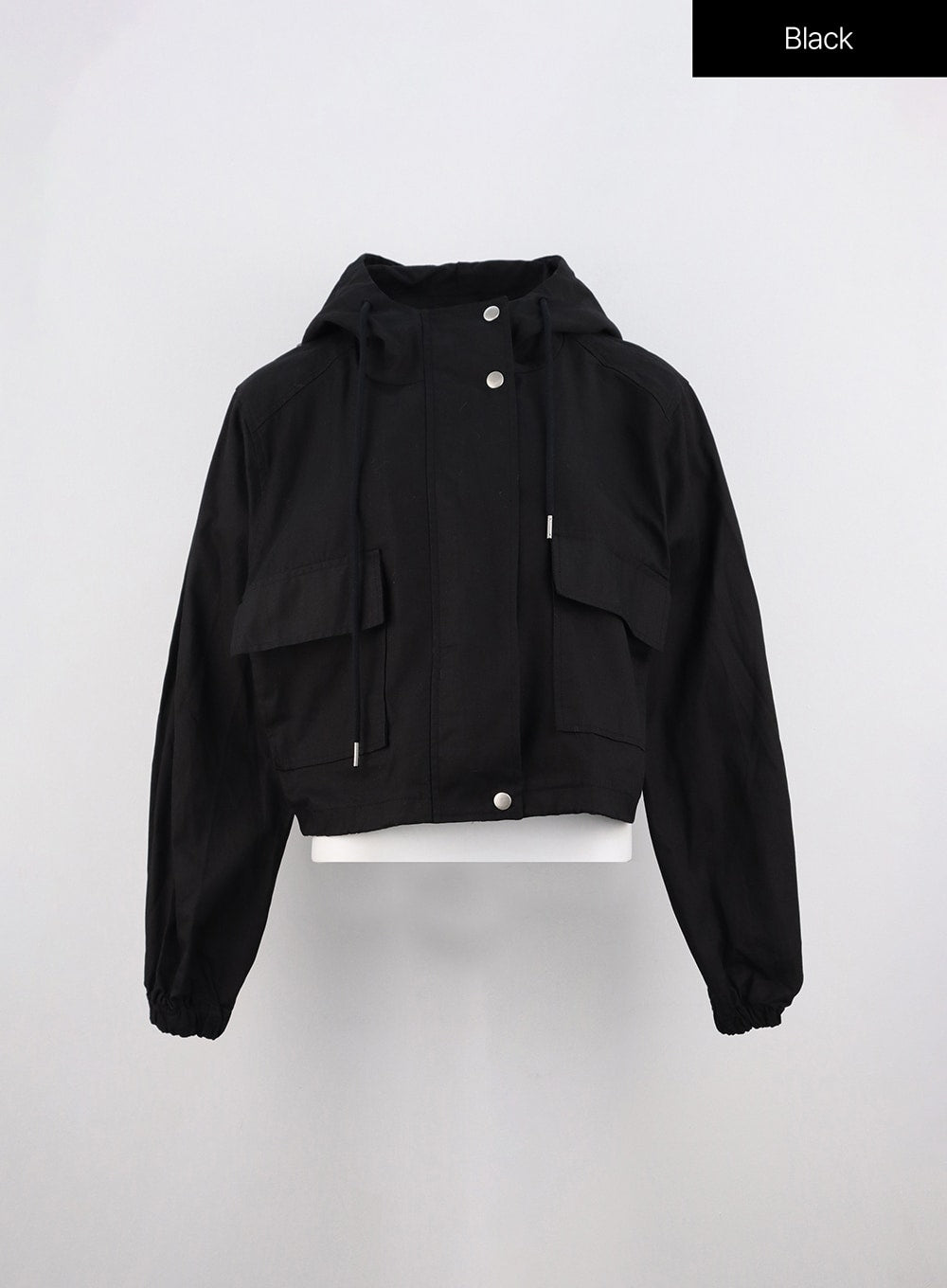 zip-hooded-crop-jacket-oo312 / Black