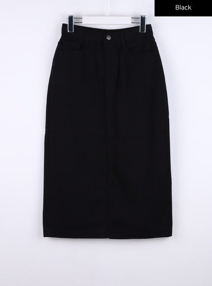 long-slim-fit-cotton-skirt-co324 / Black