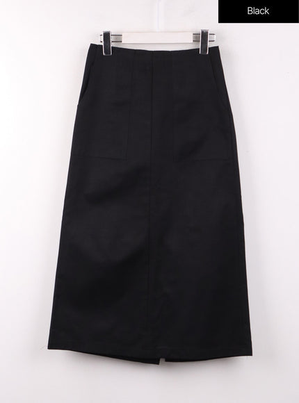 basic-solid-mid-skirt-of406 / Black