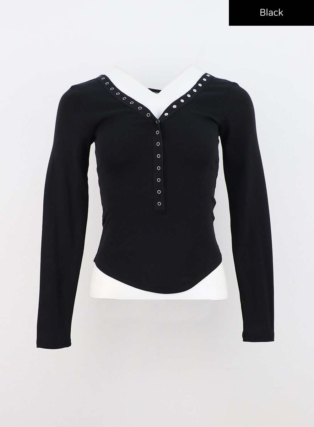 fleece-lined-buttoned-top-cn303 / Black