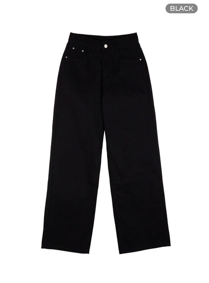 solid-cotton-wide-leg-pants-os423 / Black