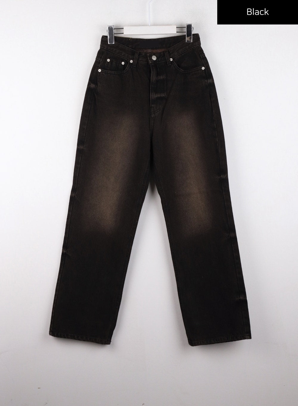 Washed Denim Wide Leg Jeans CD308 in Black, size L