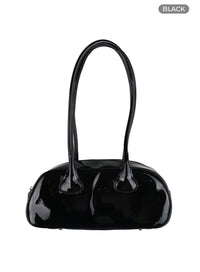 round-boston-metallic-shoulder-bag-oy409 / Black