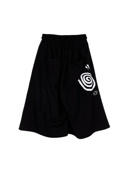 graphic-print-sweat-shorts-ca524 / Black