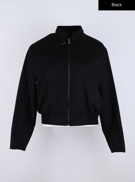 faux-suede-bomber-jacket-co324 / Black