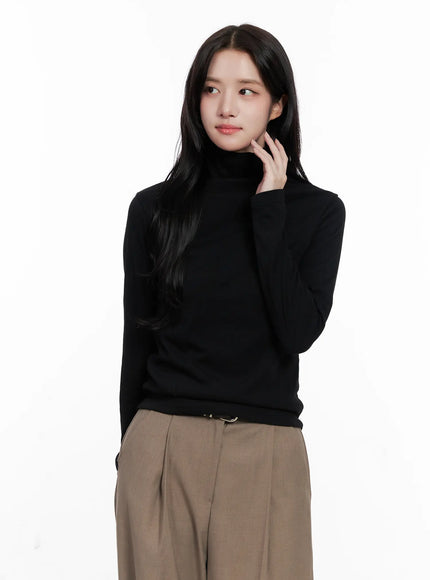 basic-loose-fit-turtleneck-long-sleeve-co523 / Black