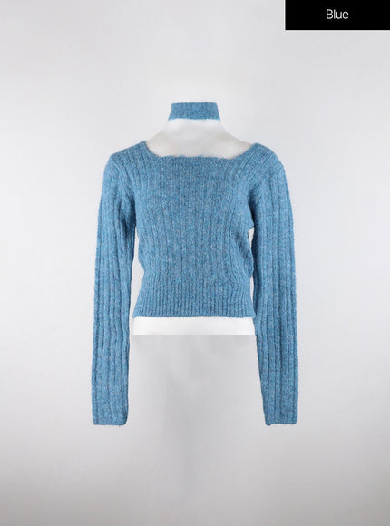 soft-square-neck-sweater-od318 / Blue