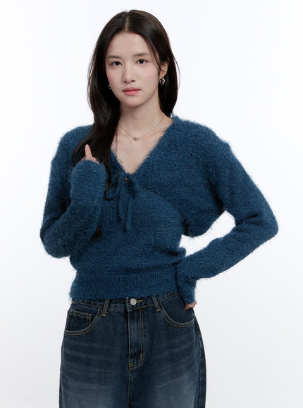 fuzzy-bolero-cardigan-tank-set-on418 / Blue