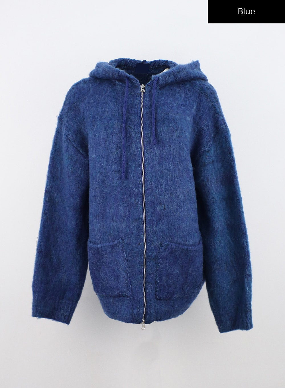 two-way-zip-up-knit-hoodie-jacket-cn303 / Blue