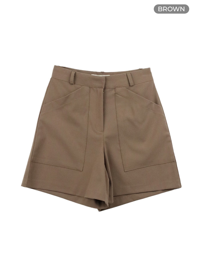 solid-loose-fit-shorts-oa429 / Brown