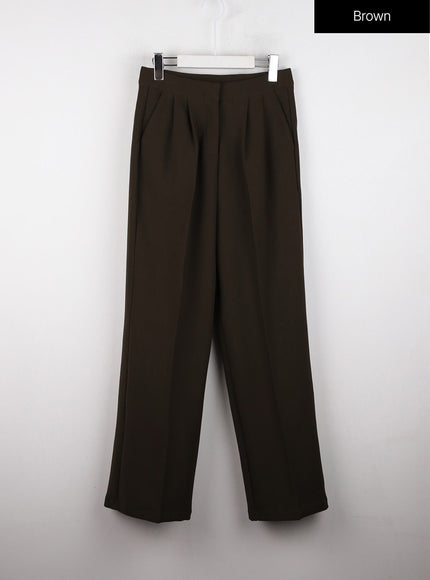 pintuck-wide-leg-pants-od327 / Brown