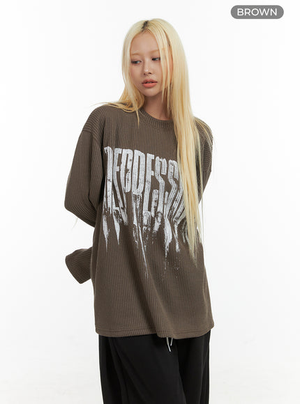 stellar-graphic-print-oversized-top-co415 / Brown