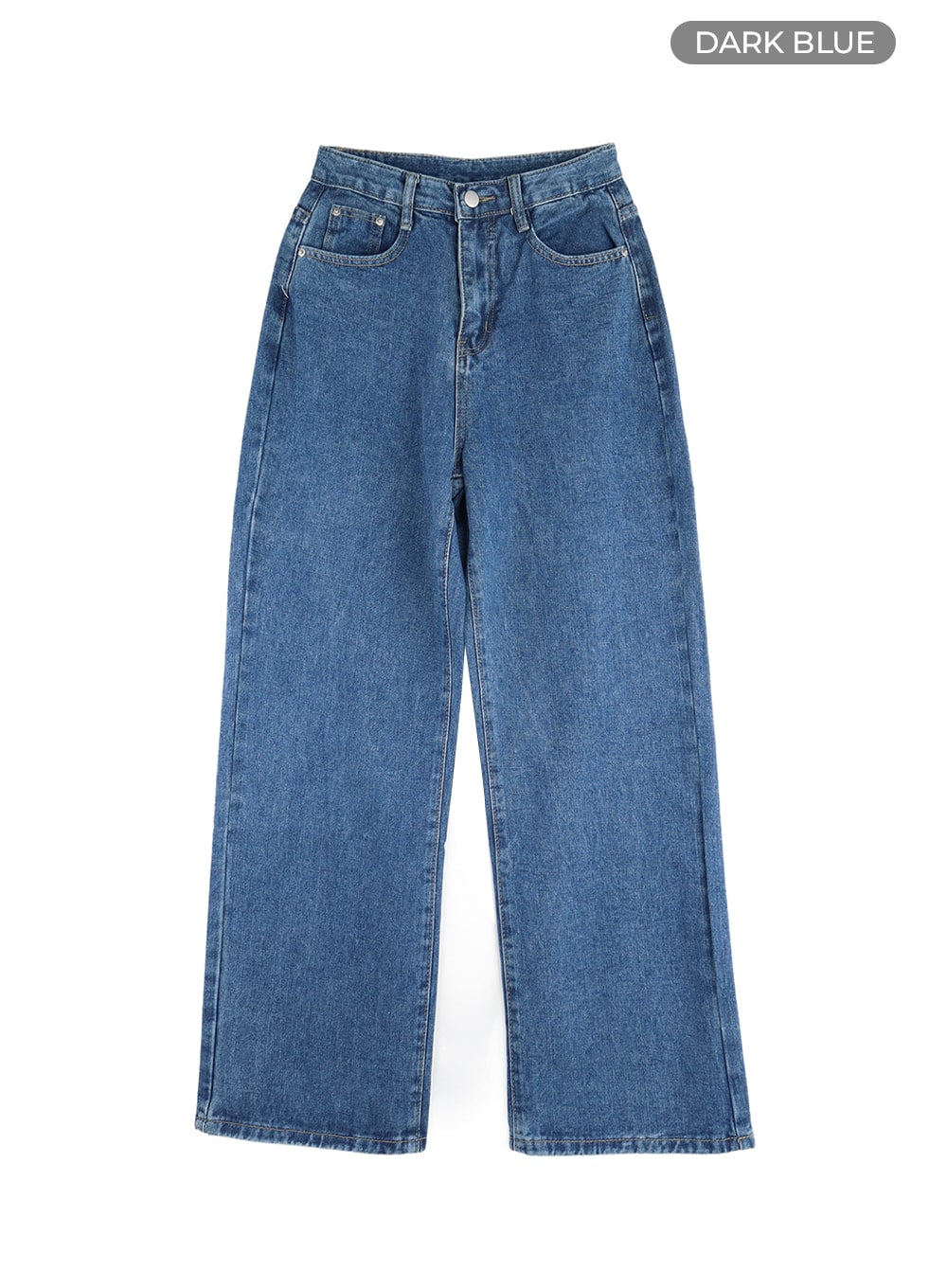 Blue Washed Straight Jeans OM408 in Dark blue, size 2XL(Length-L)