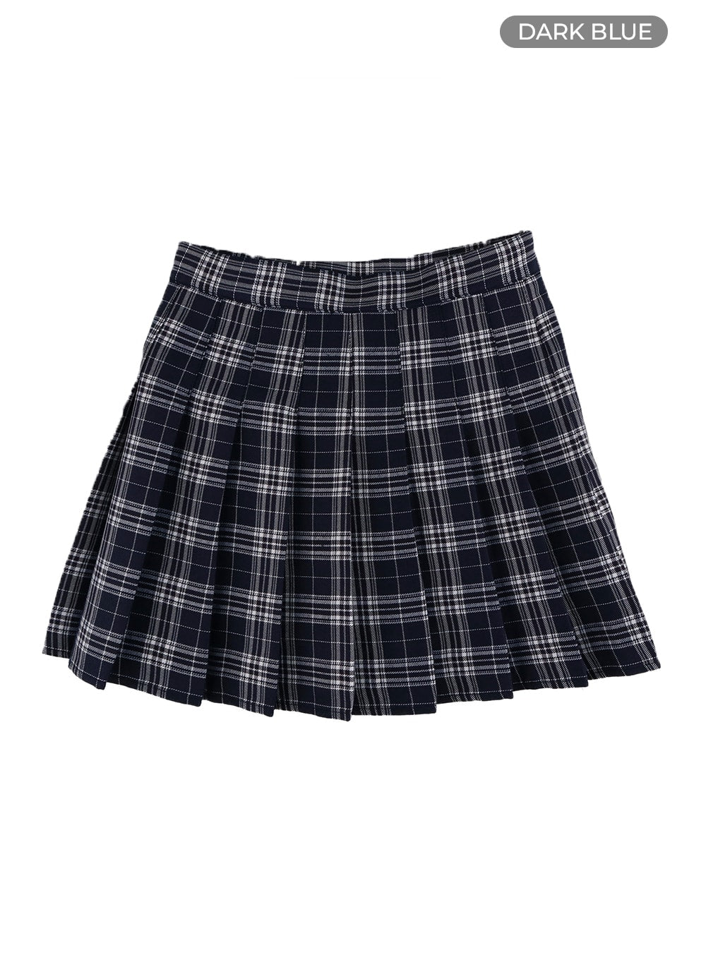 check-pleated-mini-skirt-om408 / Dark blue