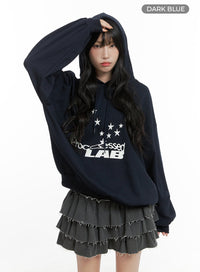 acubi-oversized-graphic-hoodie-cg421 / Dark blue