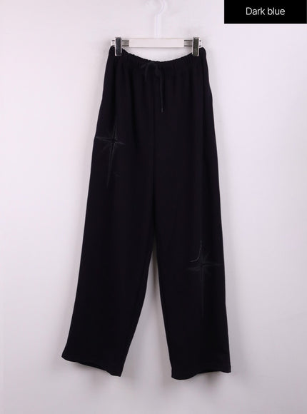 star-print-straight-leg-sweatpants-cj429 / Dark blue