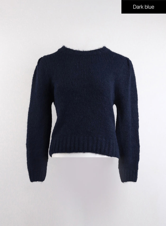 cozy-wool-blend-round-neck-sweater-oj419 / Dark blue