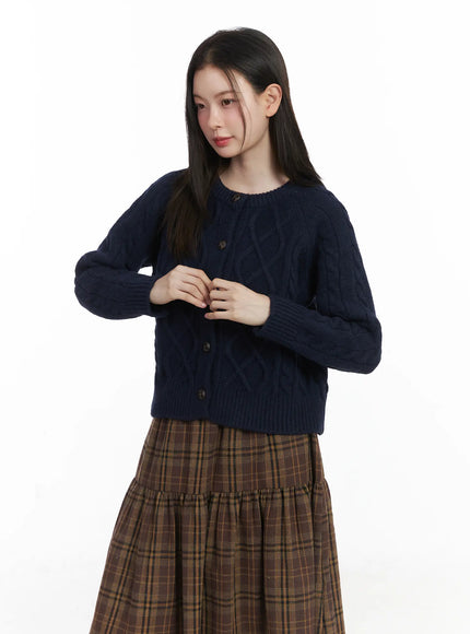 oversized-chunky-cable-knit-cardigan-cj506 / Dark blue