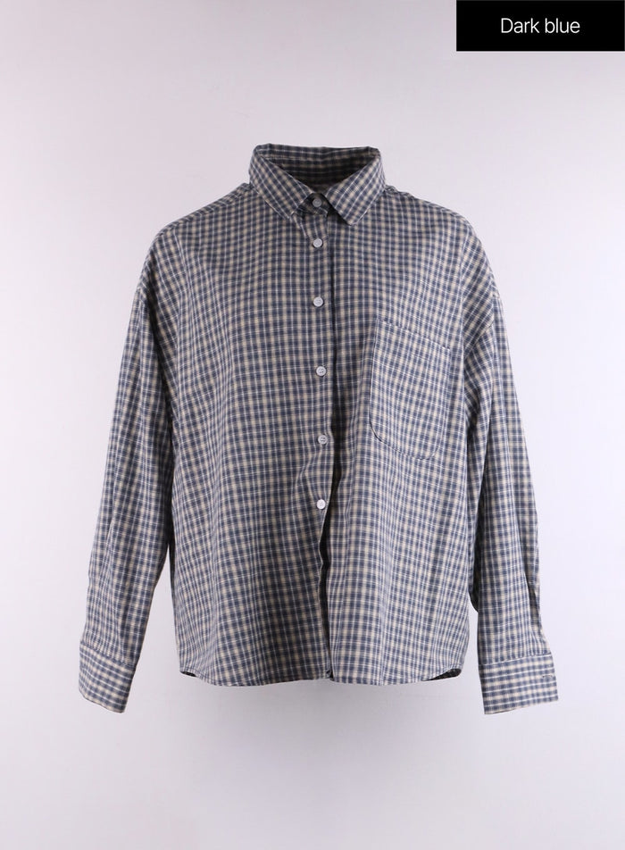 oversized-checkered-shirt-cf401 / Dark blue