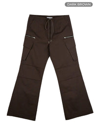 pintuck-string-pocket-cargo-pants-cg430 / Dark brown