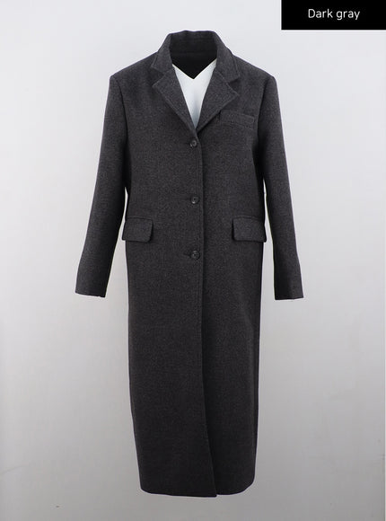 button-tailored-maxi-coat-cn309 / Dark gray