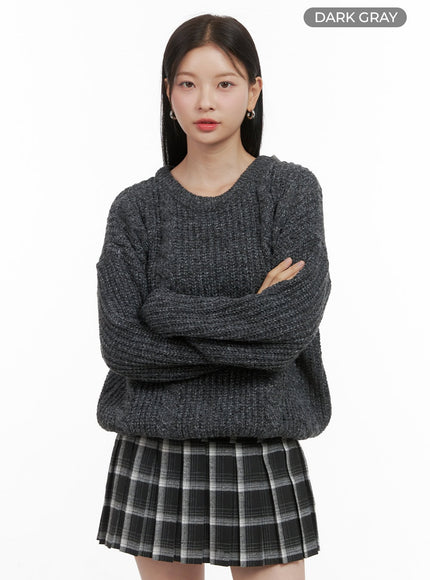 basic-crew-neck-long-sleeve-knit-os411 / Dark gray