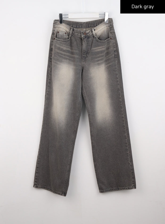 washed-straight-leg-jeans-cs326 / Dark gray