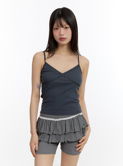 elegant-lace-cami-top-ca509 / Dark gray